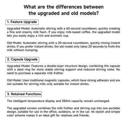 Intelligent Coffee Cup with Lid, 1/3 Counts Automatic Stirring Cup with Temperature Display, USB Rechargeable Stirring Cup for Coffee, Tea, Hot Chocolate, Gift,Gifts for Women, Mug